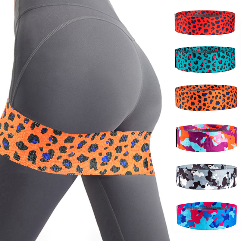 Yoga Fitness Resistance Band - Leopar Desenli Kalça Bantları, Kaymaz Kumaş